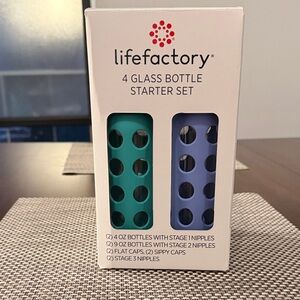 Lifefactory Glass Baby Bottle Set in Teal & Lavender